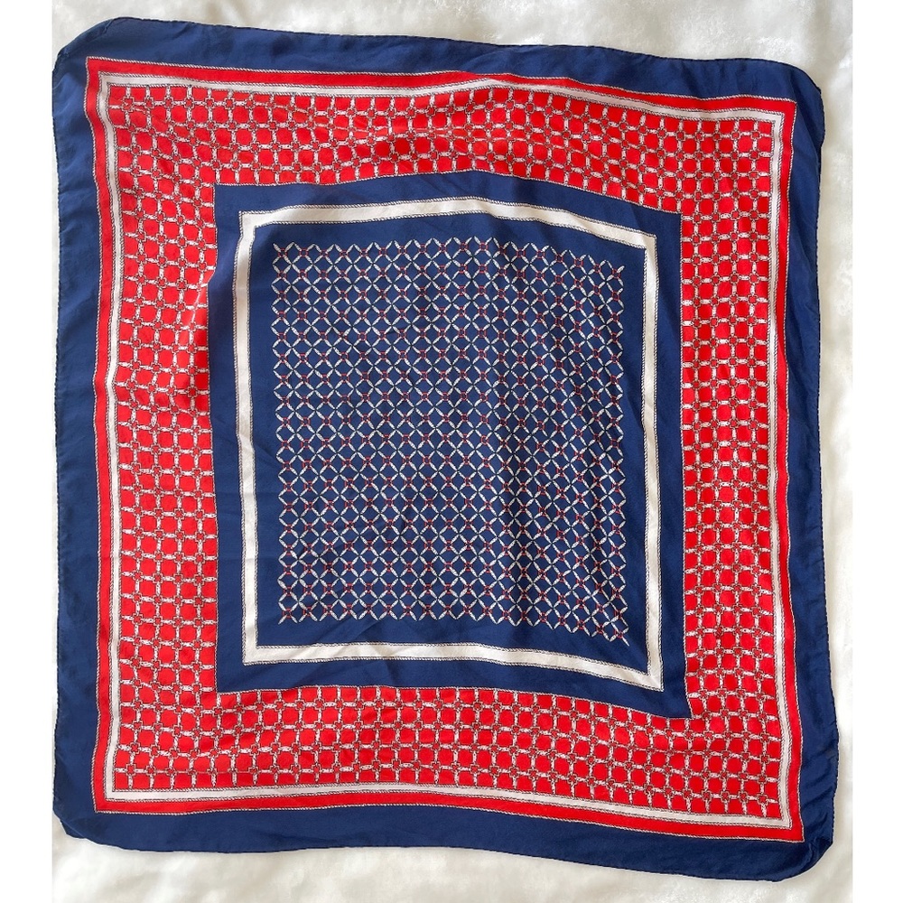Vintage Navy/Red/White Silk Scarf - Picture 3 of 5
